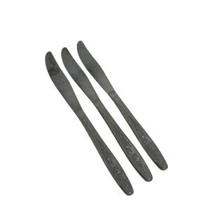 VTG Stainless Steel Butter Knives | Set of 3 Floral Handle Design, 8.25"